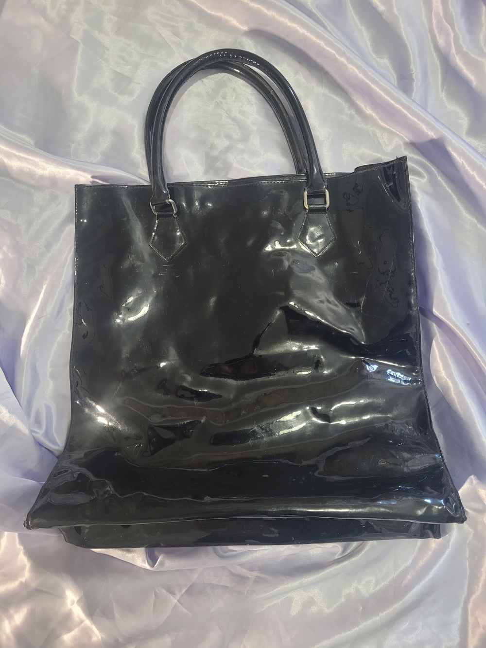 Marina Rinaldi Black Patent Tote Bag